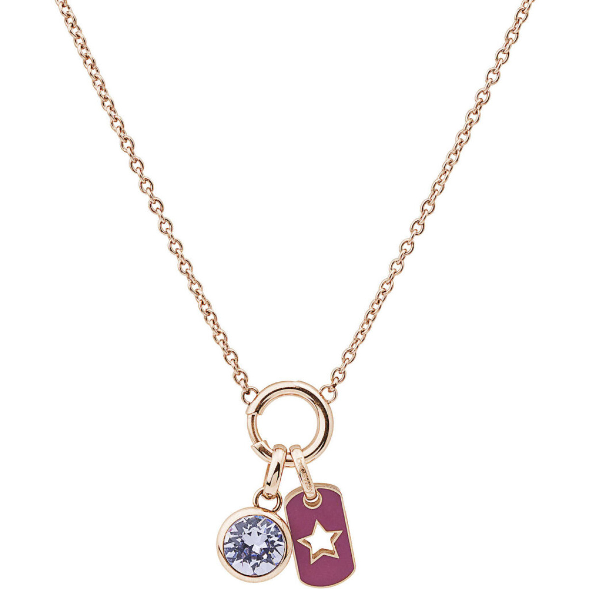 Collana Brosway Tres Jolie BTJMS896 in acciaio 316Le pvd oro con cristalli baguette