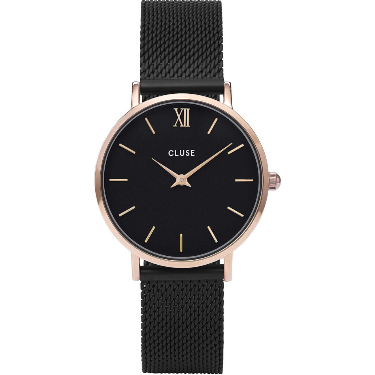 Orologio da polso Cluse Minuit Mesh Black Rose Gold Colour