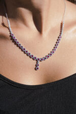 COLLANA MEZZO TENNIS FIORE PENDENTE IN ARGENTO 925 COLLEZIONE DOMENICO D'ANNA GIOIELLI DONNA