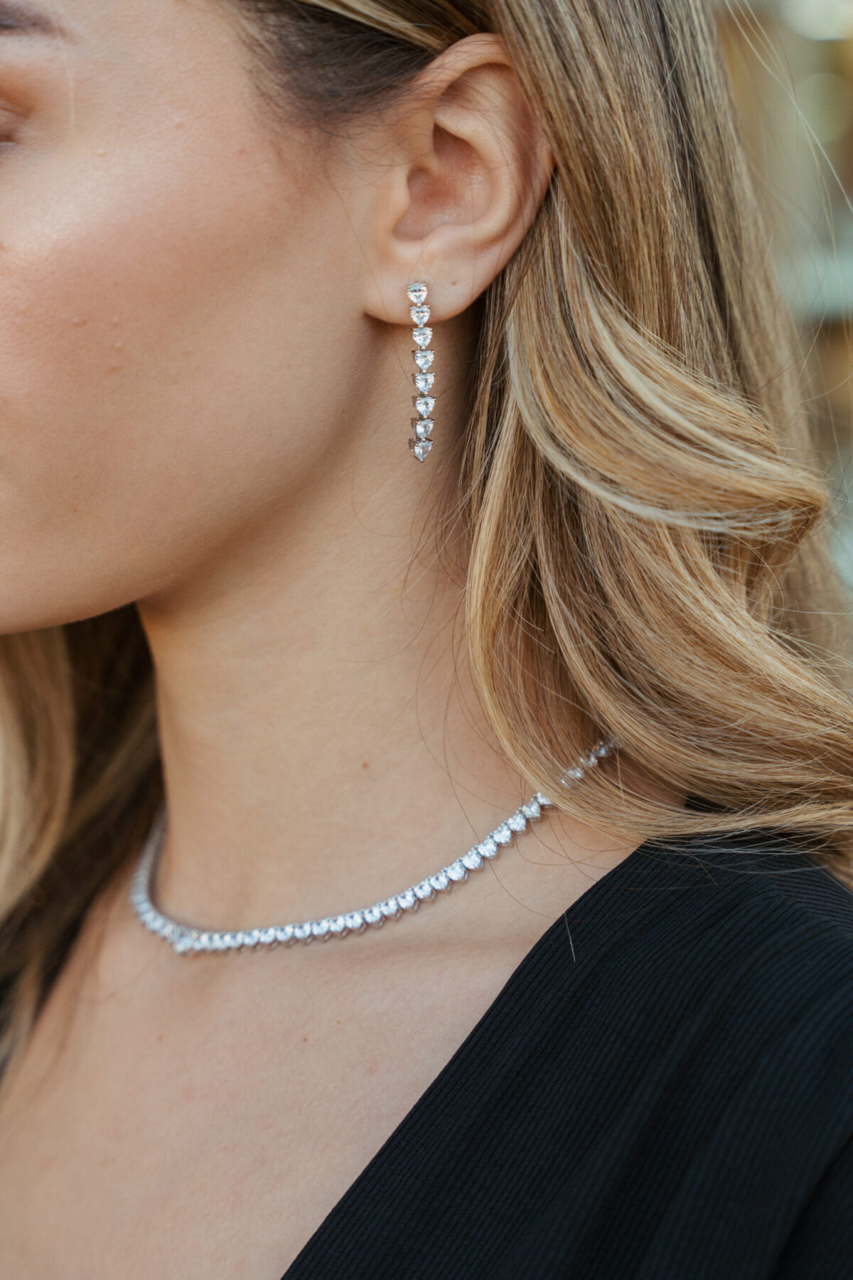 ORECCHINI PENDENTI TENNIS TAGLIO A CUORE IN ARGENTO 925 COLLEZIONE DOMENICO D'ANNA GIOIELLI DONNA - immagine 1