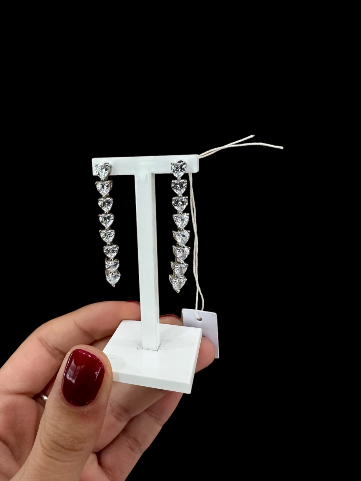 ORECCHINI PENDENTI TENNIS TAGLIO A CUORE IN ARGENTO 925 COLLEZIONE DOMENICO D'ANNA GIOIELLI DONNA - immagine 2