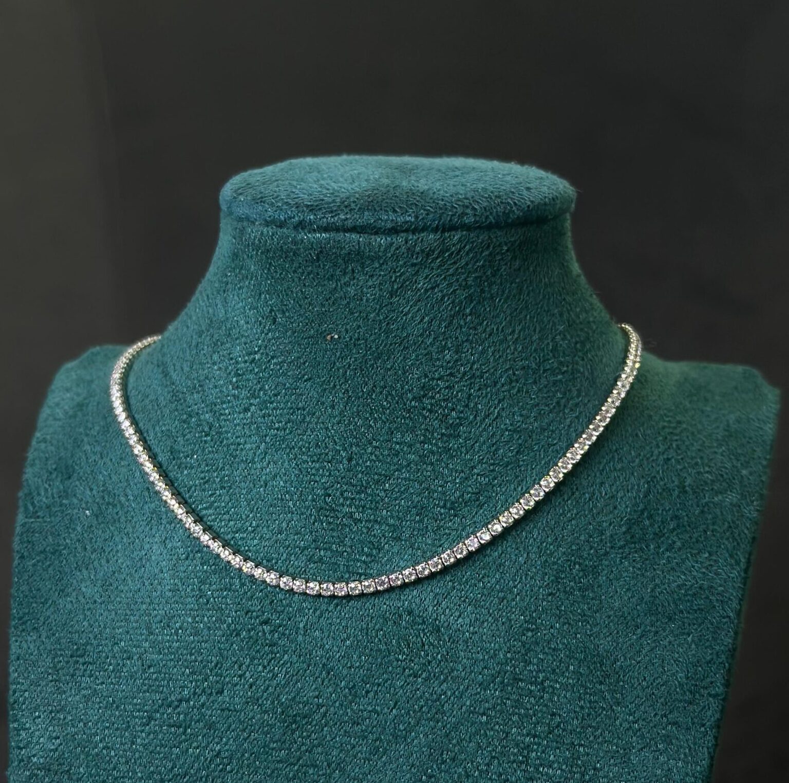 Chocker tennis slim in argento 925 con chiusura regolabile