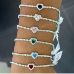 Bracciale Tennis Regolabile con Cuore Centrale e Pavé in argento 925 by Domenico D'Anna gioielli - immagine 3