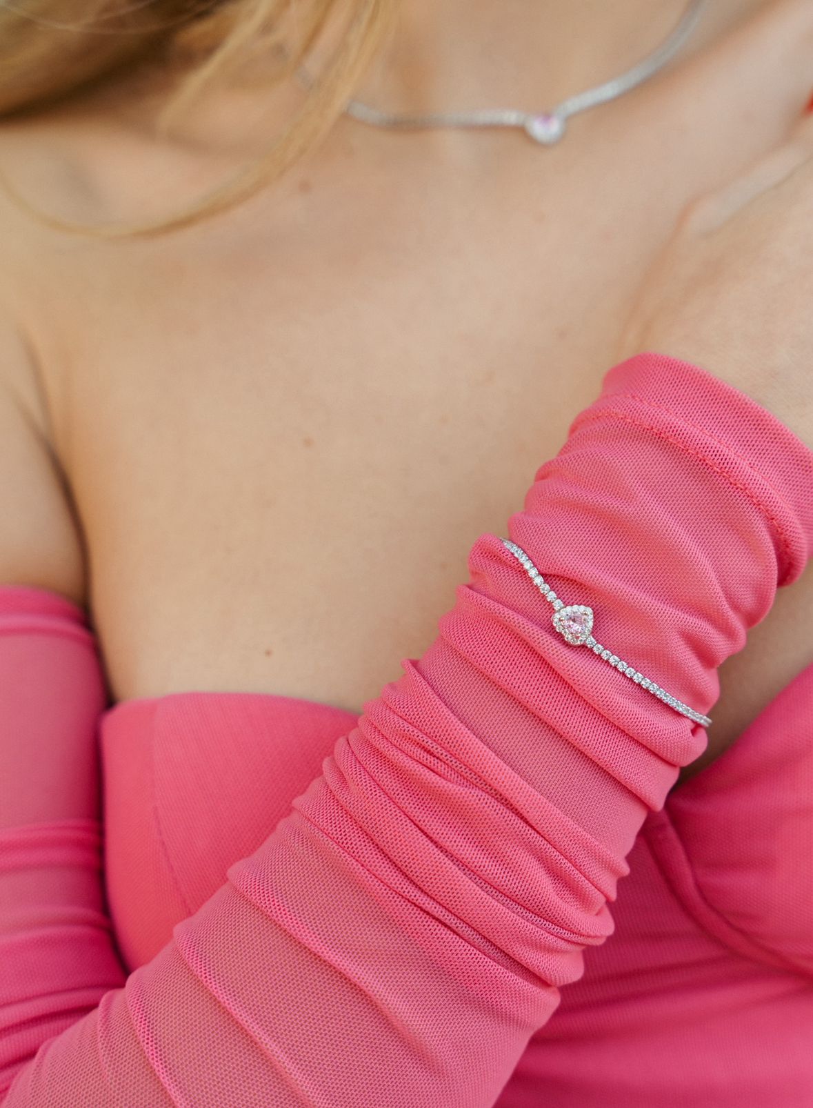 br 5 Bracciale Tennis Regolabile con Cuore Centrale e Pavé in argento 925 by Domenico D'Anna gioielli - immagine 1